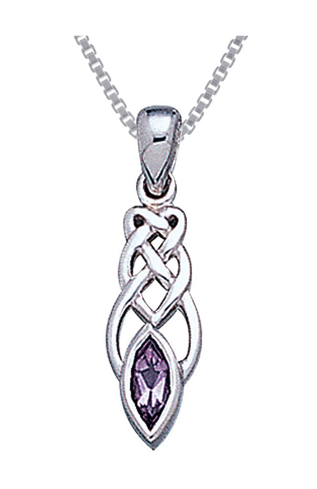 Jewelry Trends Sterling Silver Celtic Knotwork Amethyst Pendant on 18 Inch Box Chain Necklace