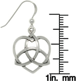 Jewelry Trends Sterling Silver Celtic Trinity Knot Love Heart Dangle Earrings