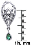 Jewelry Trends Sterling Silver with Green Glass Celtic Knot of Protection Pendant on 18 Inch Box Chain Necklace
