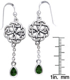 Jewelry Trends Sterling Silver Celtic Knot Dark Green Glass Dangle Chain Earrings