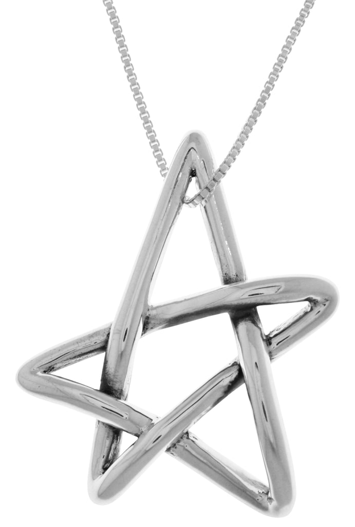 Jewelry Trends Sterling Silver Freeform Five Point Star Pendant on 18 Inch Box Chain Necklace