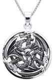 Jewelry Trends Sterling Silver Triple Trinity Dragon Circle Pendant on 18 Inch Box Chain Necklace