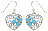 Jewelry Trends Sterling Silver Filigree Heart with Created Turquoise Dangle Earrings