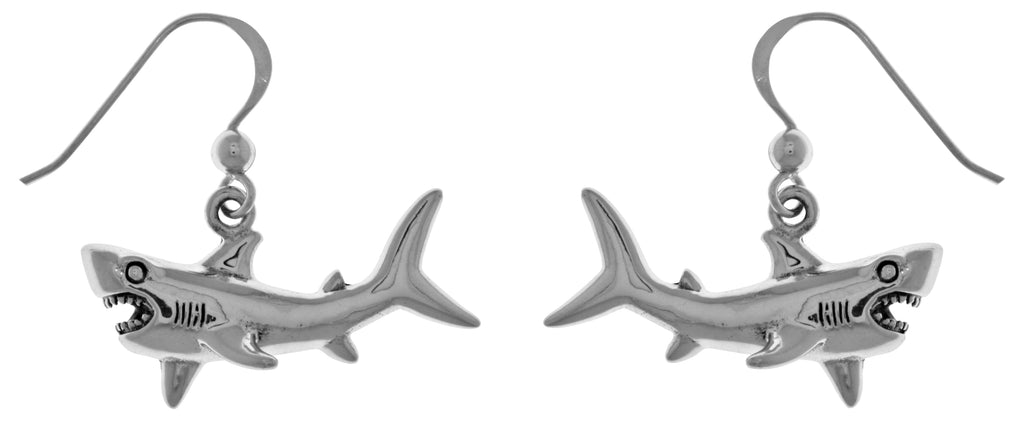 Jewelry Trends Sterling Silver Great White Shark Dangle Earrings Ocean Life Jewelry