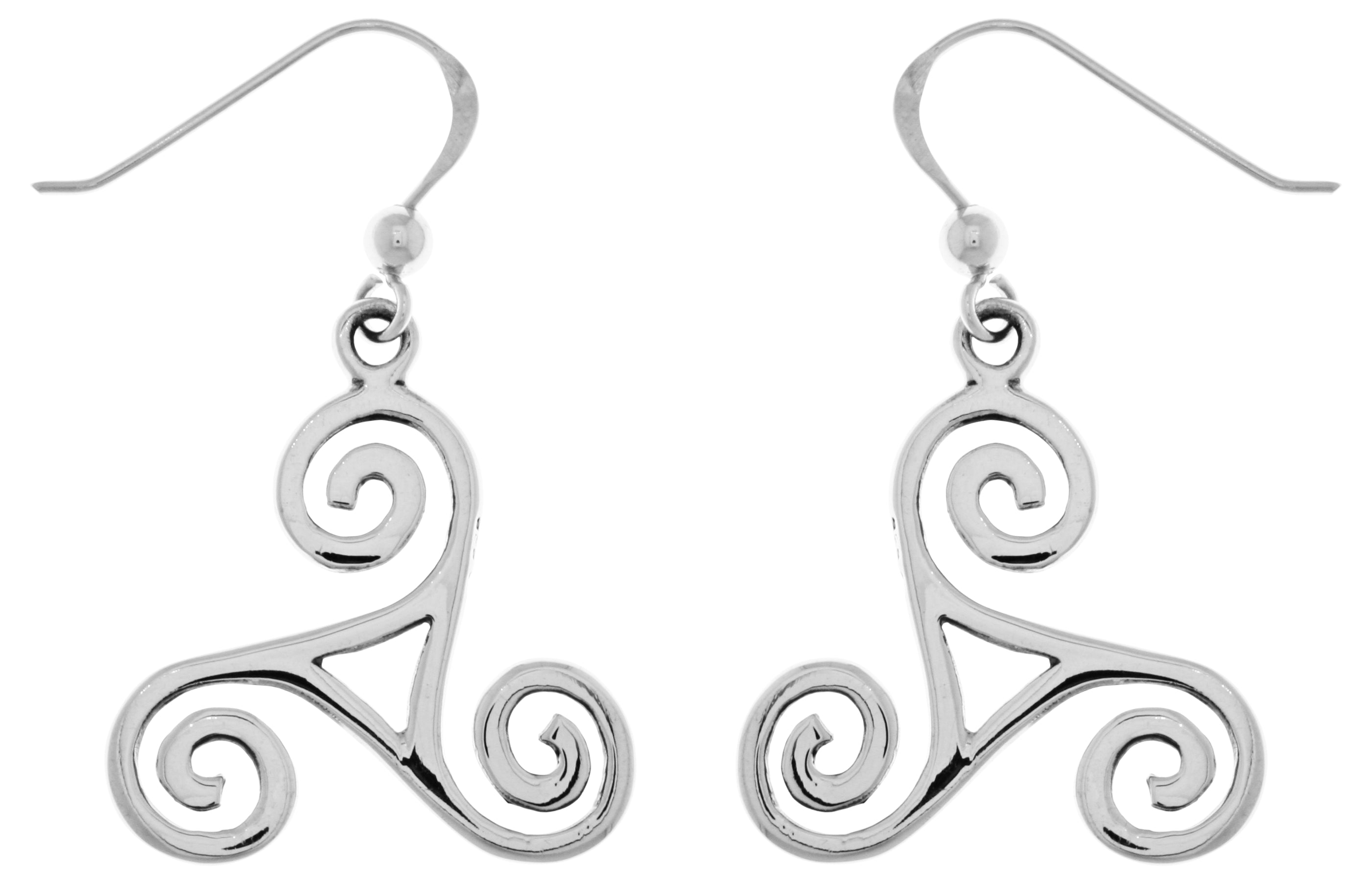 Jewelry Trends Sterling Silver Celtic Spiral Triskele Knot Dangle Earrings
