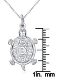 Jewelry Trends Sterling Silver Puff Turtle Pendant with Detailed Shell on 18 Inch Box Chain Necklace
