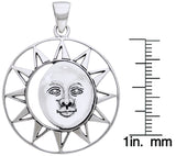 Jewelry Trends Sterling Silver Moon Sun Face Goddess Pendant on 18" Box Chain Necklace