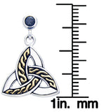 Jewelry Trends Sterling Silver and Gold Plated with Black CZ Celtic Trinity Knot Dangle Earrings