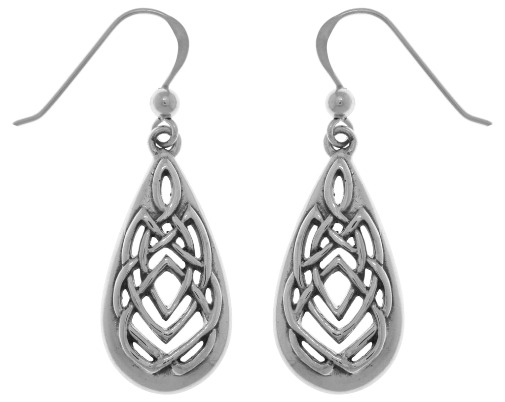 Jewelry Trends Sterling Silver Celtic Knotwork Teardrop Dangle Earrings