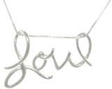 LOVE Necklace - Sterling Silver Love Word Message Pendant with 18 Inch Box Chain Necklace