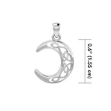 Jewelry Trends Sterling Silver Celtic Crescent Moon Pendant on 18 Inch Box Chain Necklace