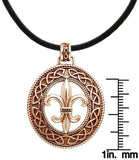 Jewelry Trends Copper Fleur De Lis Celtic Knot Pendant Necklace 18" Leather Cord