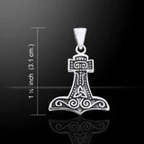 Jewelry Trends Thor's Hammer Celtic Norse Sterling Silver Pendant with 18 Inch Box Chain Necklace
