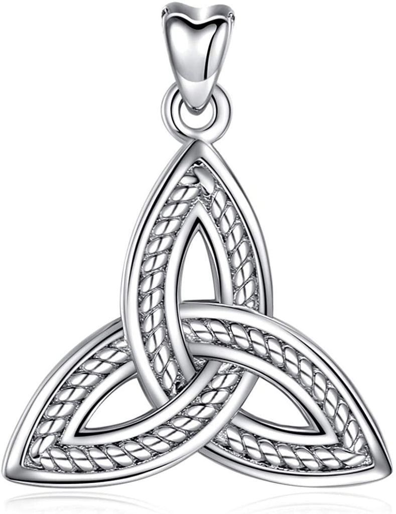 Jewelry Trends Celtic Trinity Knot Rope Border Sterling Silver Pendant Necklace 18"