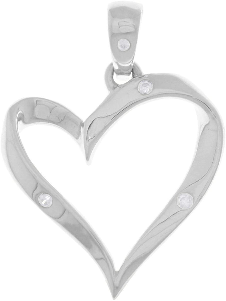 Jewelry Trends Sterling Silver Ribbon Heart Pendant with CZ