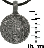 Jewelry Trends Pewter Unisex Jesus Image Pendant with 18 Inch Black Leather Cord Necklace