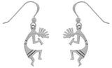 Southwestern Earrings - Sterling Silver Dancing Kokopelli Dangle Earrings South Western Design