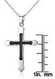 Jewelry Trends Sterling Silver Black and Silver Cross Unisex Pendant on 18 Inch Box Chain Necklace