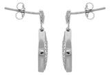 CZ Earrings - Sterling Silver Micro Pave CZ Diamond-Shaped Dangle Earrings