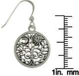 Jewelry Trends Sterling Silver Celtic Moon and Sun Tree of Life Round Filigree Dangle Earrings