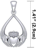 Jewelry Trends Celtic Claddagh Tear-drop Irish Sterling Silver Pendant Necklace 18"