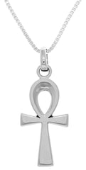 Jewelry Trends Sterling Silver Egyptian Ankh Pendant on Box Chain Necklace