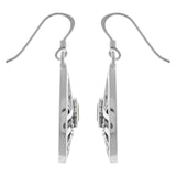 Contemporary Silver Earrings Teardrop Silver Plated Bronze with Black Onyx Gems