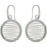 Sparkle Earrings - Sterling Silver Circle Dangle Earrings with Wrapped Twisted Sparkle Rope Design