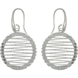 Sparkle Earrings - Sterling Silver Circle Dangle Earrings with Wrapped Twisted Sparkle Rope Design
