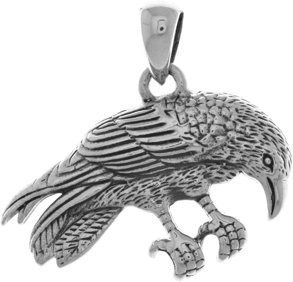 Jewelry Trends Sterling Silver Perching Raven Pendant