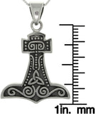 Jewelry Trends Thor's Hammer Celtic Norse Sterling Silver Pendant with 18 Inch Box Chain Necklace