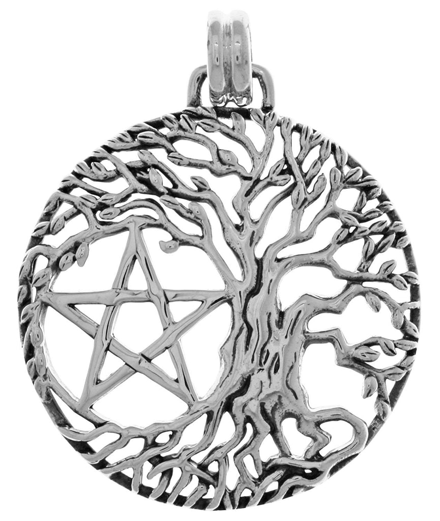 Jewelry Trends Sterling Silver Pentacle with Tree of Life Pendant