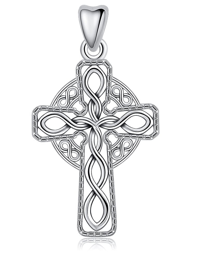 Jewelry Trends Eternity Cross Celtic Knot Sterling Silver Pendant Necklace 18"