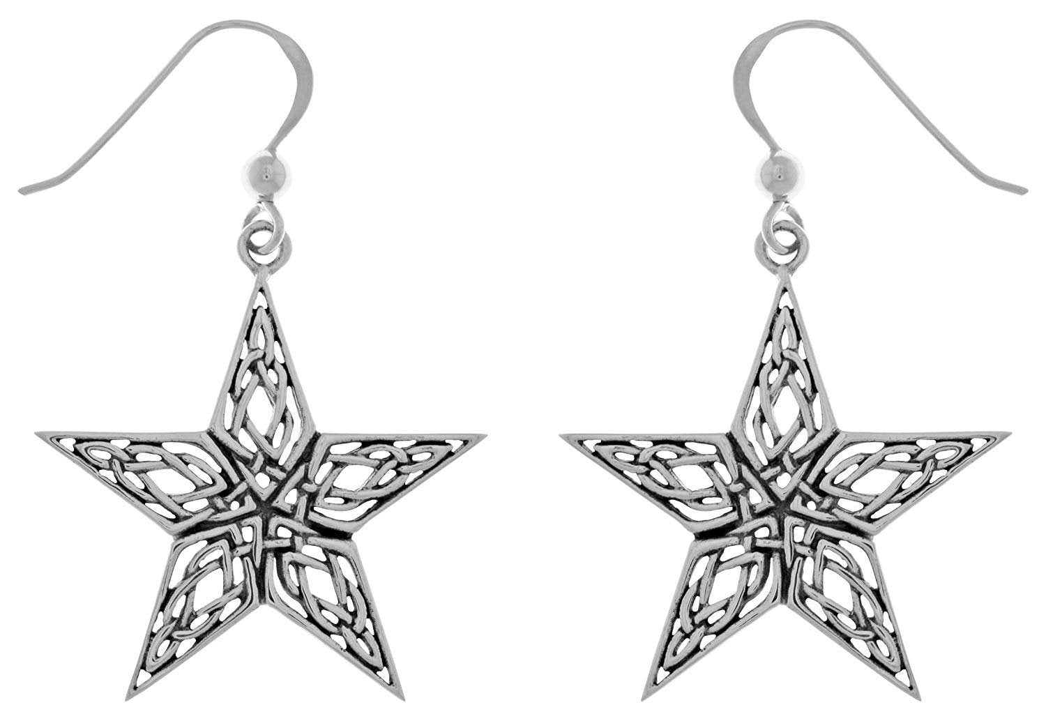 Jewelry Trends Sterling Silver Celtic Style Knotwork Star Dangle Earrings
