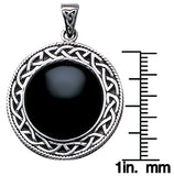 Jewelry Trends Sterling Silver and Black Onyx Celtic Knotwork Pendant on 18 Inch Box Chain Necklace