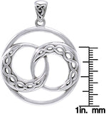 Jewelry Trends Sterling Silver Double Celtic Infinity Knot Crescent Moon Pendant
