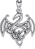 Jewelry Trends Celtic Dragon Guardian Sterling Silver Pendant Necklace 18"