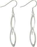 Jewelry Trends Silver Plated Steel Bright Finish Double Oval Dangle Earrings