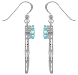 Jewelry Trends Sterling Silver Shooting Star Dangle Earrings with Blue CZ