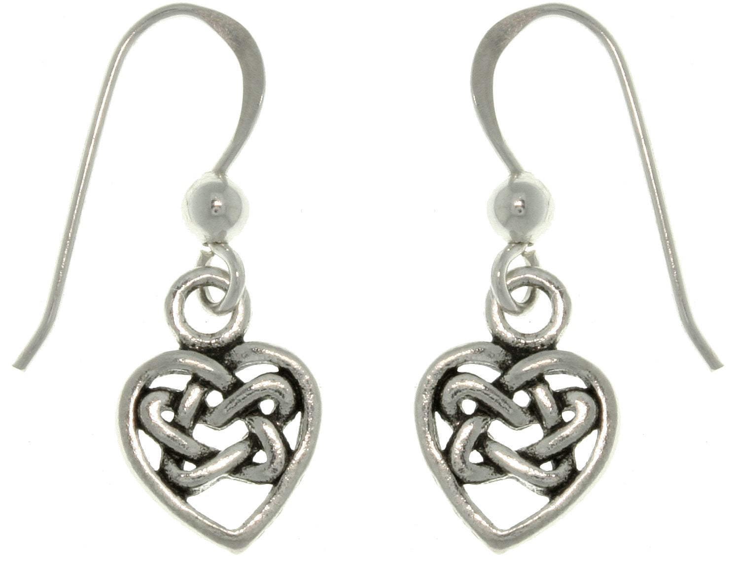 Jewelry Trends Sterling Silver Small Celtic Love Heart Dangle Earrings