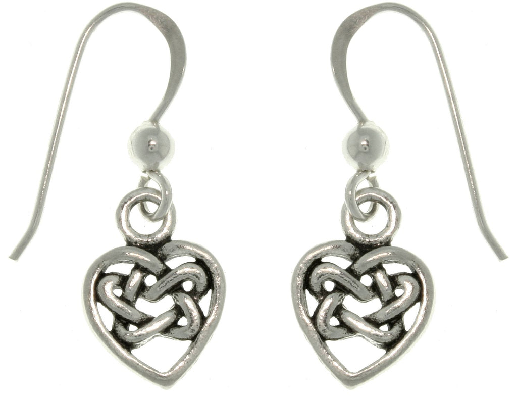 Jewelry Trends Sterling Silver Small Celtic Love Heart Dangle Earrings