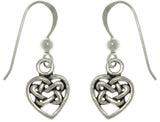 Jewelry Trends Sterling Silver Small Celtic Love Heart Dangle Earrings