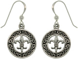 Jewelry Trends Sterling Silver Celtic Knot Fleur De Lis Dangle Earrings