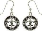 Jewelry Trends Sterling Silver Celtic Knot Fleur De Lis Dangle Earrings