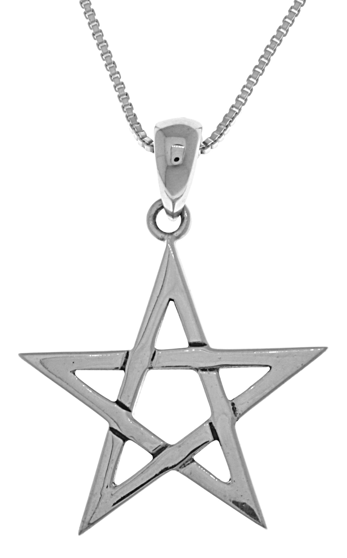 Jewelry Trends Sterling Silver Five Point Star Pendant on 18 Inch Box Chain Necklace