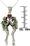 Jewelry Trends Sterling Silver Sea Life Scuba Divers Garnet Heart Pendant with 18 Inch Box Chain Necklace