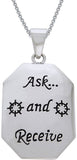 Jewelry Trends Sterling Silver Inspirational Ask and Receive Religious Dog Tag Pendant with Box Chain Necklace