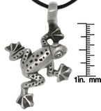 Jewelry Trends Pewter Jumping Frog Pendant with 18 Inch Black Leather Cord Necklace