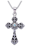 Jewelry Trends Sterling Silver with Blue Topaz Celtic Cross Pendant on 18 Inch Box Chain Necklace