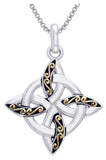Jewelry Trends Sterling Silver and Gold-Plated Celtic Quaternary Knot Pendant on 18 Inch Box Chain Necklace